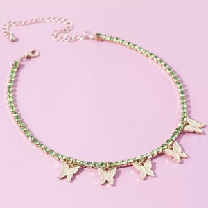 Green butterfly Tennis necklace