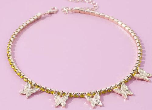 Yellow butterfly Tennis necklace