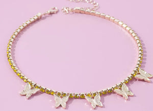 Yellow butterfly Tennis necklace