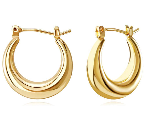 18k GOLD PLATED CHUNKY SMALL HOOP EARRINGS
