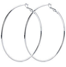Load image into Gallery viewer, 18k WHITE GOLD PLATED HOOP EARRINGS STERLING SILVER