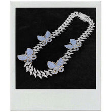 Load image into Gallery viewer, ICY BLUE RHINESTONE Cuban link chain necklace